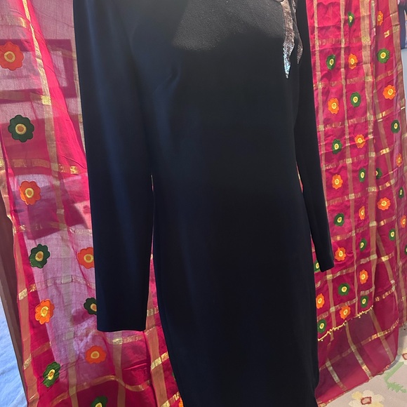 Trina Turk Black Dress with Gold Bow Accent - Picture 2 of 5